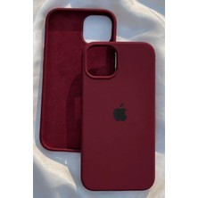 iPhone 13 Için Kılıf Lansman Logolu Içi Yumuşak Kadife 13 Kılıfı Silikon Bordo