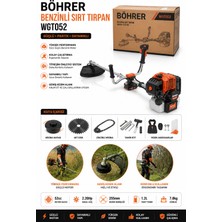 Böhrer BA011351 Marşlı + Ipli Starter Profesyonel Benzinli Yan Tırpan Çim Çalı Diken Kesme Biçme Makinesi