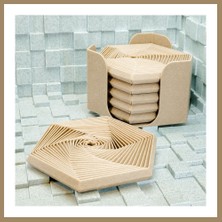Bezos 3D Baskı Super Fidget Coaster Seti - Altıgen Desenli Bardak Altlığı ve Tutucu-Bej 22