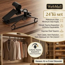 Webmall 24 Adet Siyah Plastik Elbise Kıyafet Askısı A Kalite 24'lü Set