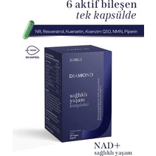 Juvalis Diamond Longevity Complex Nad⁺, Resveratrol, COQ10, Quercetin, Yenilenme, Anti-Aging 30 Kapsül