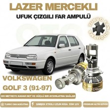 OtoÇizgi Volkswagen Golf 3 1991 - 1997 Mercek LED Ufuk Çizgili Far Ampulü LED Şimşek Etkili