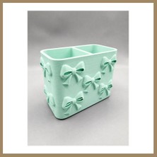 Bezos 3D Baskı Fiyonk Desenli Bölmeli Kalemlik - Masaüstü Organizer - Mint 22