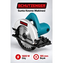 SCHUTZENGER 1800W 185 mm Elektrikli Daire Testere Ahşap ve Sunta Kesme Makinesi Mavi Profesyonel