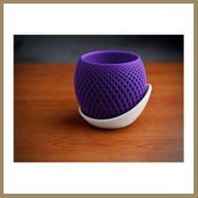 Bezos 3D Baskı Küre Saksı - Kafes Dokulu Iki Parçalı Dekoratif Saksı - Mor-Beyaz 22
