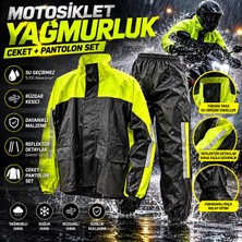 İmza Motor Imza Motor Motosiklet Yağmurluk Takımı Reflektörlü Su Geçirmez Rüzgar Kesici Ceket Pantolon Set Kurye Ekipmanı