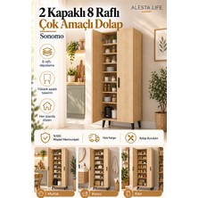 2 Kapaklı 8 Raflı Mutfak Dolabı | Banyo Dolabı | Kiler Dolabı - Sonomo