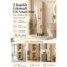 2 Kapaklı Çekmeceli 4 Raflı Mutfak Dolabı | Banyo Dolabı | Kiler Dolabı | Çok Amaçlı Dolap - Sonomo