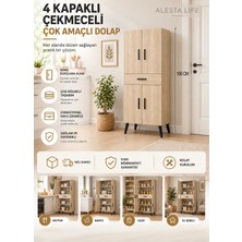 4 Kapaklı Çekmeceli Mutfak Dolabı | Banyo Dolabı | Çok Amaçlı Dolap - Sonomo