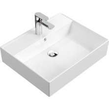 Aqua Bagno Plan Tezgah Üstü Kare Lavabo, 55x45 cm Beyaz | 10.16.30.03.2
