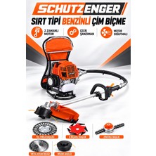 SCHUTZENGER 2 Zamanlı Benzinli Sırt Tipi Çim Biçme Ot Kesme Motoru Tırpan Makinesi 5 Başlıklı Set FR7021