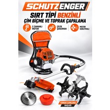 SCHUTZENGER Sırt Tipi 2 Zamanlı Benzinli Çim ve Ot Biçme Tırpanı, Toprak Çapalama Başlıklı SC2077