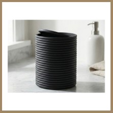 Bezos 3D Baskı Mini Yivli Çöp Kutusu Sallanır Kapaklı Masaüstü Banyo Makyaj Masası Kovası 12X9 cm Antrasit 22