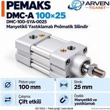 Pemaks Dmc-A 100×25 (DMC-100-SYA-0025) Manyetikli Yastıklamalı Pnömatik Silindir