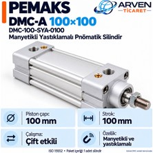 Pemaks Dmc-A 100×100 (DMC-100-SYA-0100) Manyetikli Yastıklamalı Pnömatik Silindir