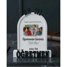 Arke-Tek Öğretmenler Günü Hediyesi Masa Üstü Oval Çerçeve Seti 3D Tasarım Minimal Çerçeve (7,5 cm x 10,5 Cm), Kişiye Özel Fotoğraflı