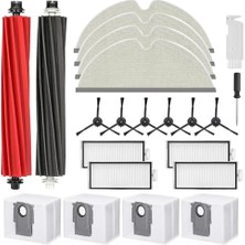 Die Grup Roborock Q8 Max/q8 Max +/q5 Pro/q5 Pro+ Elektrikli Süpürge Için Aksesuar, 2 Ana Fırçalı Yedek Parça Seti, 4 Toz Torbası, 4 Silme Bezi, 4 Hepa Filtre, 6 Yan Fırça