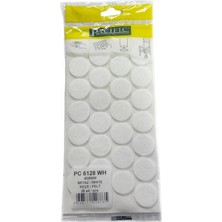 CATEKSSS Pacific Yuvarlak Yapışkanlı Sandalye Koltuk Mobilya Ayak Keçesi Felt 28 mm Beyaz - 35’li Paket