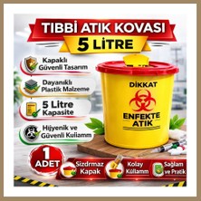 Bezos Tıbbi Atık Kovası 5 Litre 1 Adet Kapaklı Tıbbi Atık Kutusu Enfekte Atık Kovası 22
