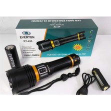 Nusrat Bilişim Everton RT-453 Metal Fener 50W Şarjlı Parlaklık Ayarı 4800MAH 26650 3.7V Lıon Pil)