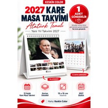 Keskin Color 2027 Yeni Yıl Atatürk Temalı Kare Masa Takvimi 15 × 15 cm – 1 Adet