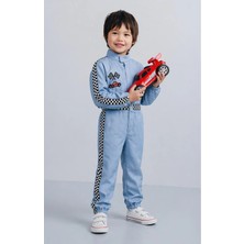 Nats Kids Bebek Mavisi Erkek Çocuk Işıklı F1 Yarışcı Kostümü