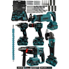 Assur 21V Çift Akülü 5'li Set Kırıcı Delici Hilti-Taşlama-Somun Sıkma S.-Tilki Kuyruğu-Matkap