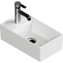 Aqua Bagno Plan Tezgah Üstü Kare Lavabo, 40x22 cm Beyaz | 10.16.30.09.01