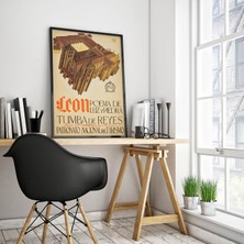 Pegziz León Spain Vintage Çerçeveli Tablo – 1929 Ispanya Retro Seyahat Posteri, Poema De Luz Y Piedra Mimari Duvar Dekoru