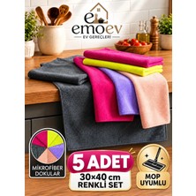 Emoev 5'li Renkli Mikrofiber Temizlik Bezi Seti (30X40 Cm) - Yüksek Emici Iz Bırakmaz Mutfak, Cam & Araç Bezi