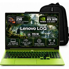 Lenovo Loq Amd Ryzen 7 250 16GB 512GB SSD RTX5070 Windows 11 Pro Wuxga 15.3" Taşınabilir Bilgisayar + Snertech Çanta 83TN00A9TR S1