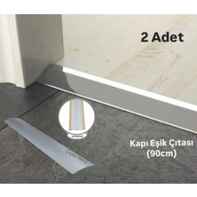 Kms Home (2 Adet) Kendinden Yapışkanlı Metal Kapı Eşik Profili Krom Parke-Kapı Eşik Çıtası Boy:90 CM,EN:35MM