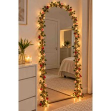 Doğa Home Doğahome Yapay Güllü LED Işıklı Sarmaşık 240 cm Sıcak Beyaz Işıklı Dekoratif Çiçek Süsü