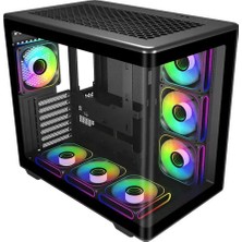 Cooler Master cm Elite 600 Curve Tg Siyah Argb 7X12CM Fanlı, Back-Connect Anakart Destekli Midtower Kasa