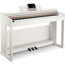 Digial Piano 88 Tuş Ağırlıklı DDP-100 88 Tuş Ağırlıklı Aksiyon Dijital Piyano, Başlangıç Klavyesi Piyano Paketi, Mobilya Standlı, Güç Adaptörü, Beyaz