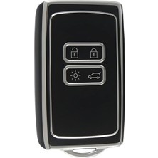 Keys Lüx Anahtar Kılıfı, Clio E-Tech, Austral, Megane 4, Talisman, Clio 5 Uyumlu, Siyah-Gümüş