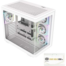 Cooler Master cm Elite 600 Curve Tg Beyaz 850W 80+ Gold Gen5 Argb 4X12CM Fan, Back-Connect Destekli Midtower Kasa