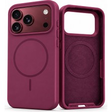 Coverzone iPhone 18 Pro Max ile Uyumlu Magsafe Manyetik Premium Silikon Kılıf Kadife Iç Yüzeyli Kamera Korumalı Burgonya