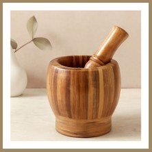 Bezos Ahşap Bambu Havan (Sarımsak Dövecek) 8 cm 22