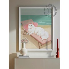 Des Vu Print Güneşlenen Kedi Posteri, Çerçevesiz Kedi Temalı Poster