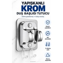 Plodna House Yapışkanlı Duş Başlığı Tutucu – 90° Ayarlanabilir, 2 Ek Lif Askılı