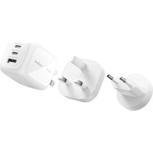 3 Bağlantı Noktalı Usb-C Şarj Cihazı, 70 W, 2x Usb-C ve 1x Usb-A Gan Duvar Tipi, Abd/ingiltere/ab Fişleri, Macbook, Iphone, iPad Pro, Samsung Galaxy, Google Pixel Vb. Için Hızlı Şarj - Beyaz