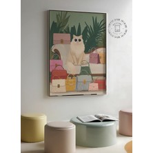 Des Vu Print Alışveriş Çantalı Kedi Posteri, Kedi Temalı Çerçevesiz Poster