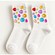 TG Socks Renkli Taşlı Bedazzled Soket Çorap