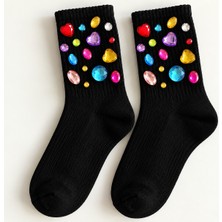 TG Socks Renkli Taşlı Bedazzled Soket Çorap