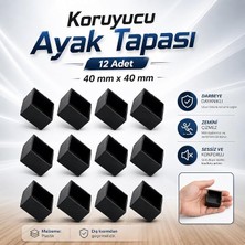 Profil Dış Takoz (40X40 Mm) Masa Sandalye Sehpa Tapası Tıpa Papuç Parke Zemin Koruyucu 12 Adet