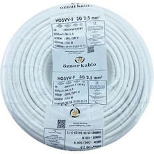 Marka 3x2.5 MM%100 Bakır Ttr Elektrik Kablosu (Beyaz, 5 Metre)