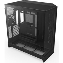 H9 Flow 2025 Orta Kule Atx Pc Kasası, Büyük Çift Odacıklı Tasarım, 3x 140MM + 1x 120MM Fan Dahil, 420MM Radyatör Desteği, Temperli Cam, Back-Connect Hazır, Siyah