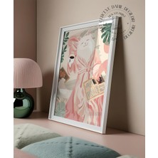 Des Vu Print Kitap Okuyan Kedi Posteri, Çerçevesiz Kedi Temalı Poster