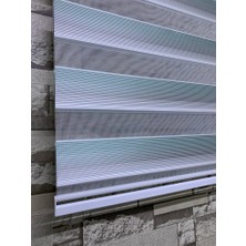 Perdeciniz Yeşil Gri Mini Plise Zebra  Perde (Etek Kısmı Düz) Enxboy